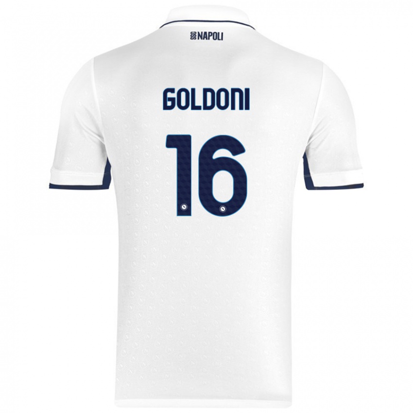 Kinderen Eleonora Goldoni #16 Wit Koningsblauw Uitshirt Uittenue 2024/25 T-Shirt