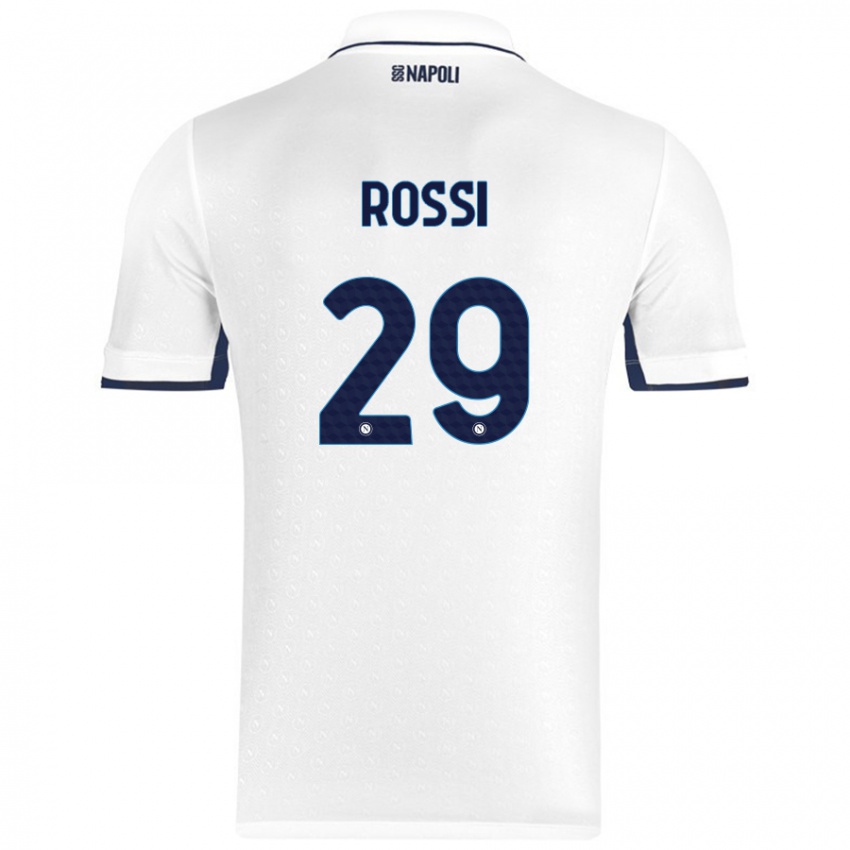 Kinderen Francesco Rossi #29 Wit Koningsblauw Uitshirt Uittenue 2024/25 T-Shirt