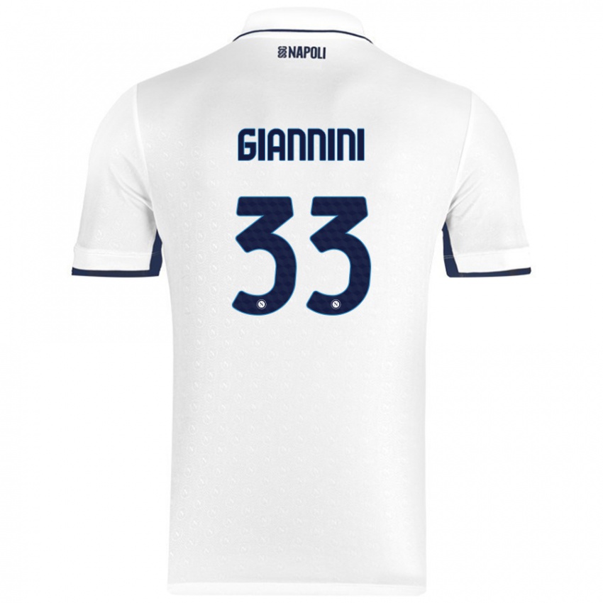 Kinderen Enrico Giannini #33 Wit Koningsblauw Uitshirt Uittenue 2024/25 T-Shirt