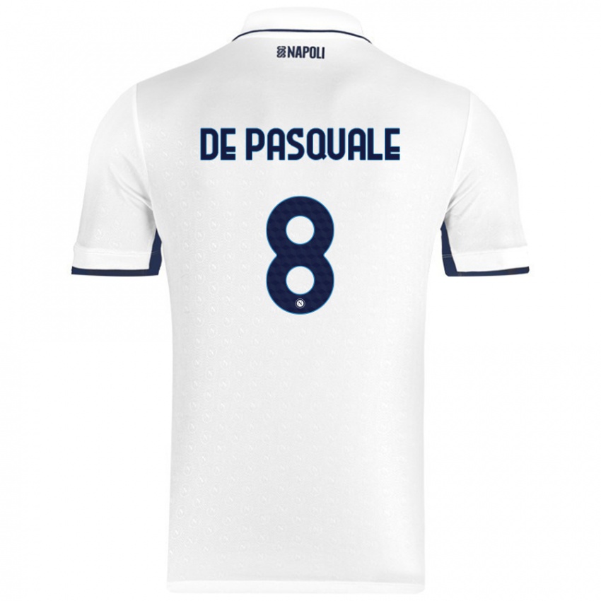 Kinderen Dylan De Pasquale #8 Wit Koningsblauw Uitshirt Uittenue 2024/25 T-Shirt