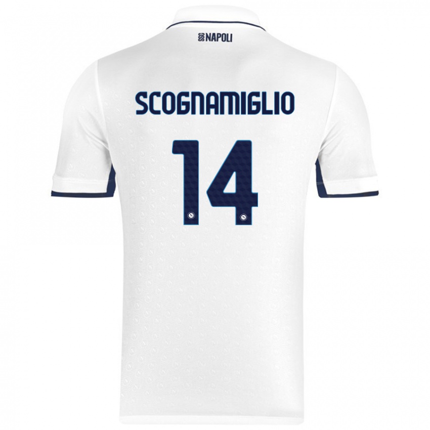 Kinderen Fabio Scognamiglio #14 Wit Koningsblauw Uitshirt Uittenue 2024/25 T-Shirt