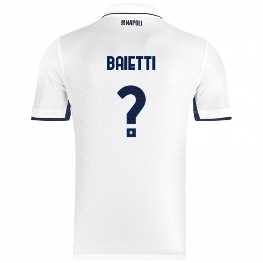 Kinderen Francesco Baietti #0 Wit Koningsblauw Uitshirt Uittenue 2024/25 T-Shirt