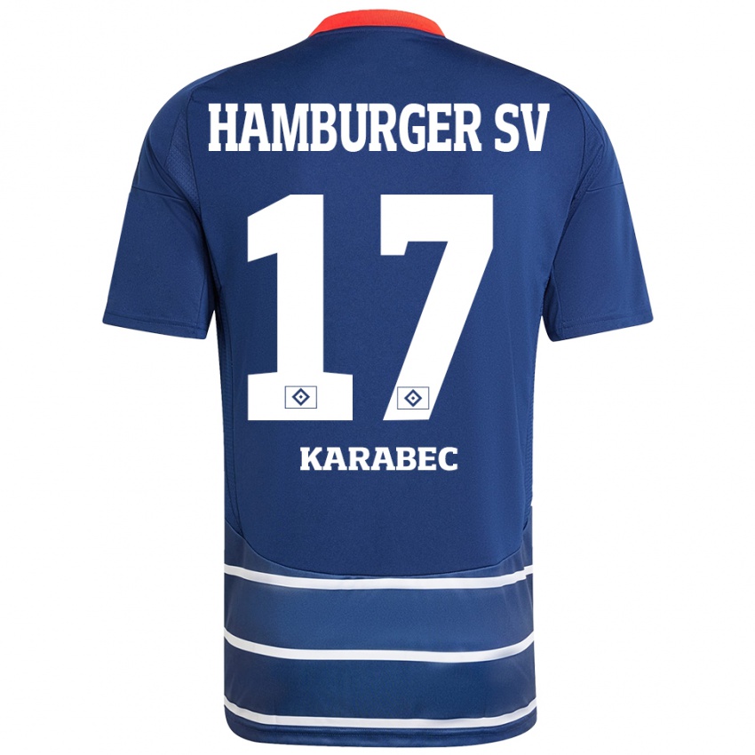 Kinderen Adam Karabec #17 Donkerblauw Uitshirt Uittenue 2024/25 T-Shirt