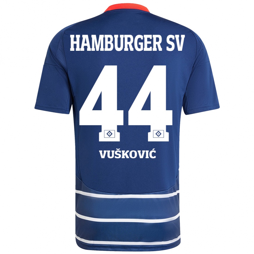 Kinderen Mario Vuskovic #44 Donkerblauw Uitshirt Uittenue 2024/25 T-Shirt