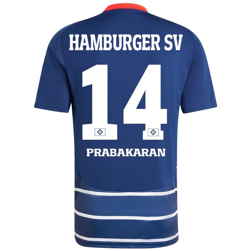 Kinderen Nilavan Prabakaran #14 Donkerblauw Uitshirt Uittenue 2024/25 T-Shirt