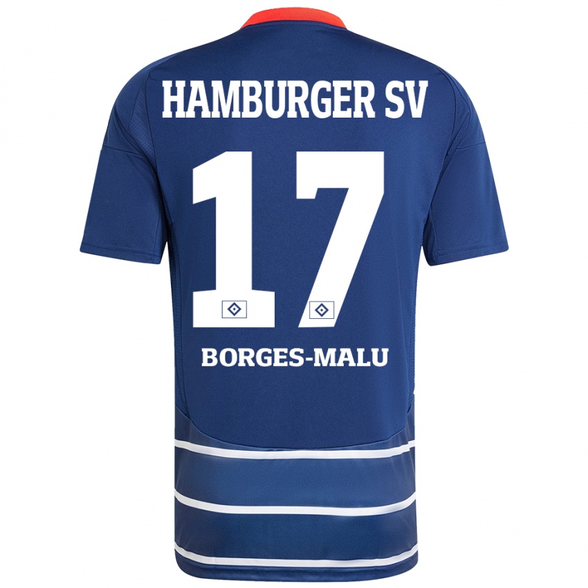 Kinderen Louis Borges-Malu #17 Donkerblauw Uitshirt Uittenue 2024/25 T-Shirt