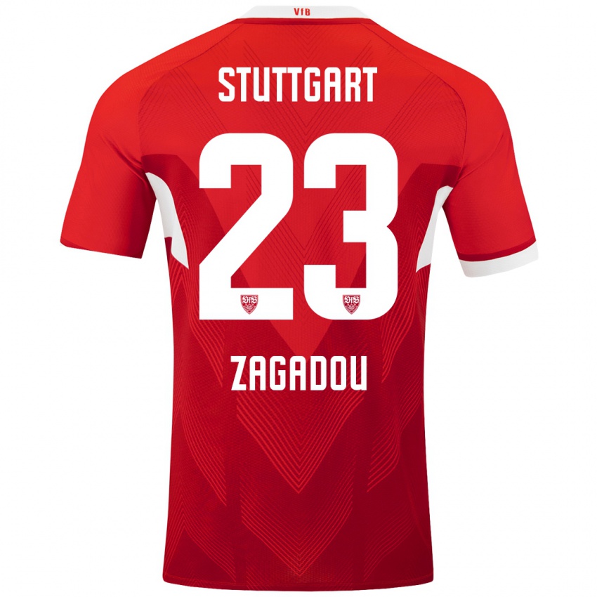 Kinderen Dan-Axel Zagadou #23 Rood Wit Uitshirt Uittenue 2024/25 T-Shirt