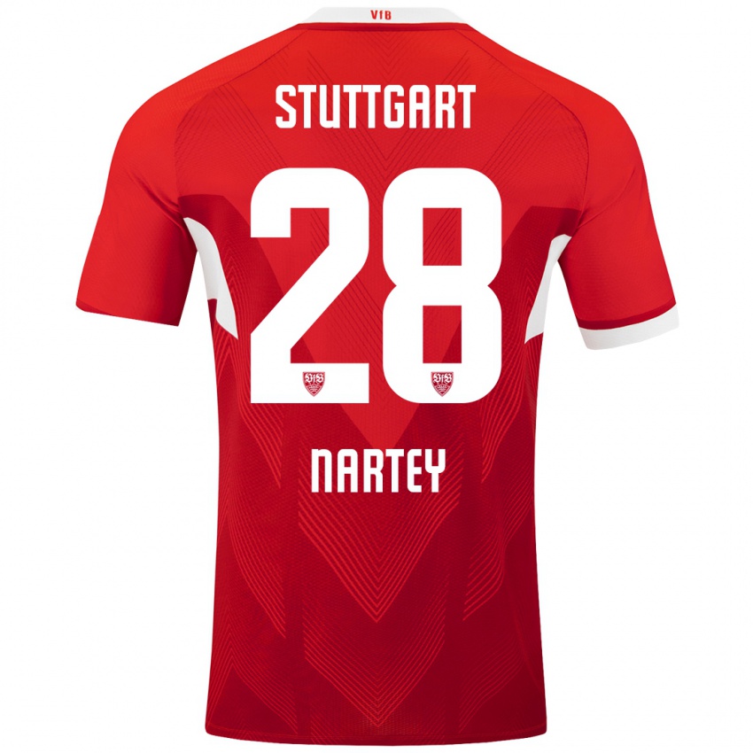 Kinderen Nikolas Nartey #28 Rood Wit Uitshirt Uittenue 2024/25 T-Shirt