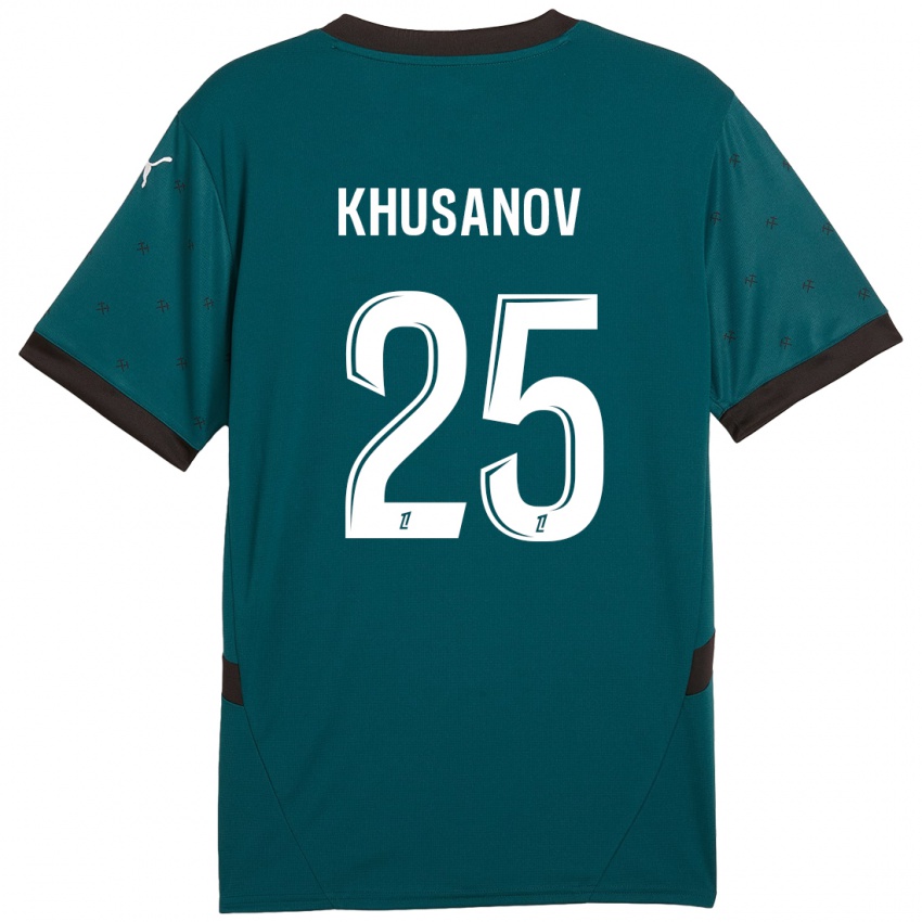 Kinderen Abdukodir Khusanov #25 Donkergroen Uitshirt Uittenue 2024/25 T-Shirt