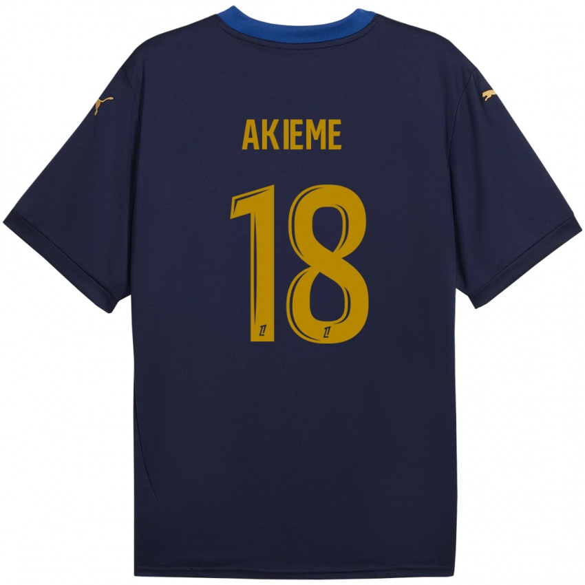 Kinderen Sergio Akieme #18 Marineblauw Goud Uitshirt Uittenue 2024/25 T-Shirt