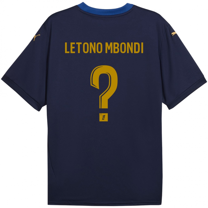 Kinderen Christ-Emmanuel Letono Mbondi #0 Marineblauw Goud Uitshirt Uittenue 2024/25 T-Shirt