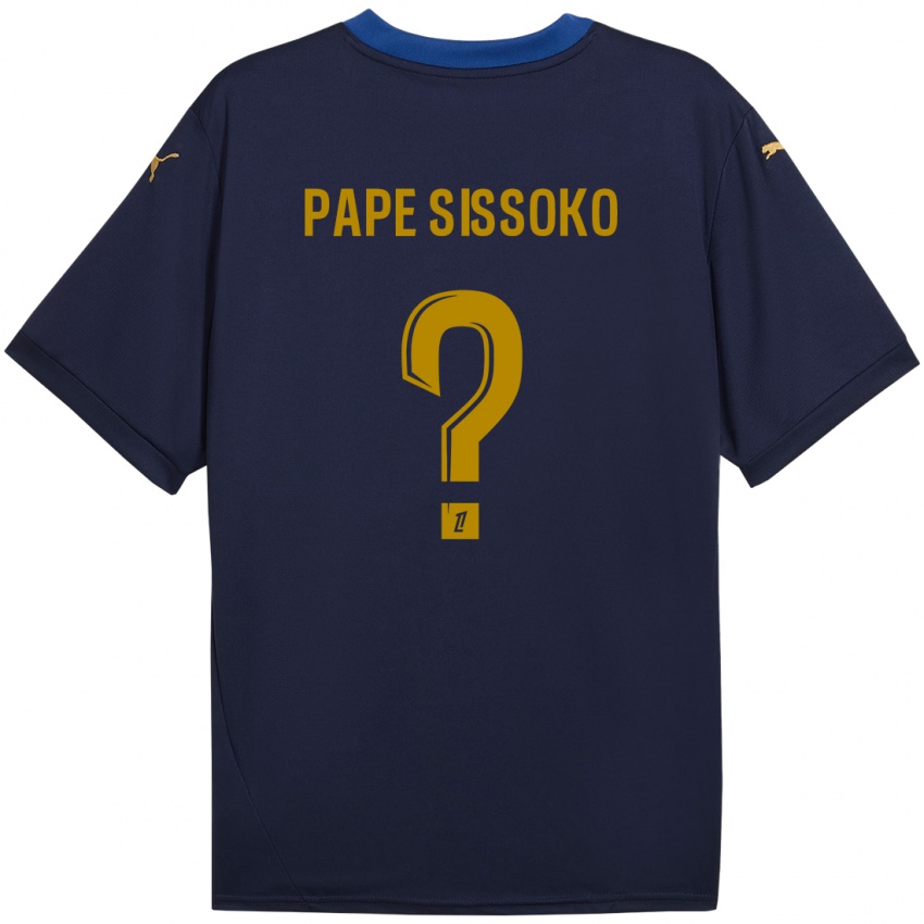 Kinderen Niama Pape Sissoko #0 Marineblauw Goud Uitshirt Uittenue 2024/25 T-Shirt