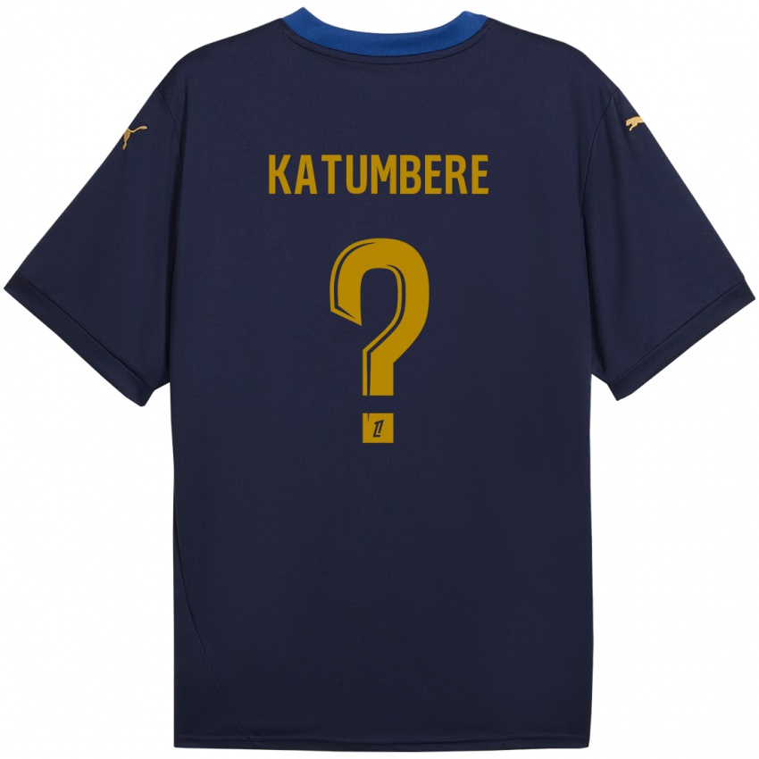 Kinderen Noah Katumbere #0 Marineblauw Goud Uitshirt Uittenue 2024/25 T-Shirt