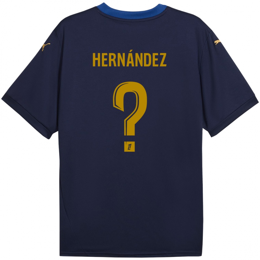 Kinderen Melvin Hernández #0 Marineblauw Goud Uitshirt Uittenue 2024/25 T-Shirt