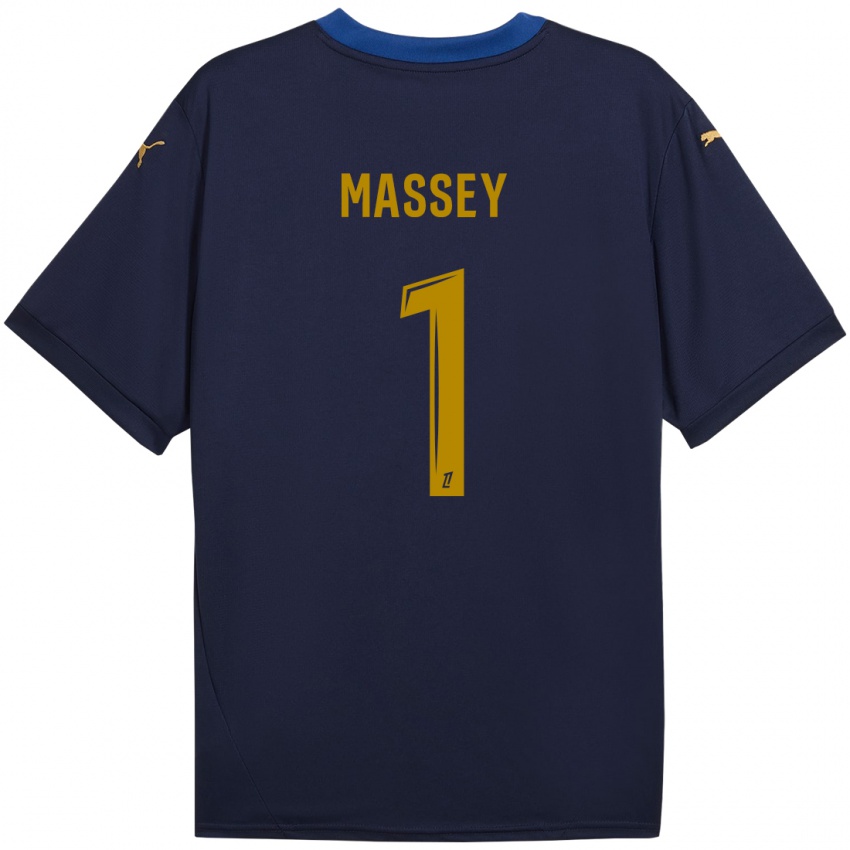 Kinderen Kayza Massey #1 Marineblauw Goud Uitshirt Uittenue 2024/25 T-Shirt