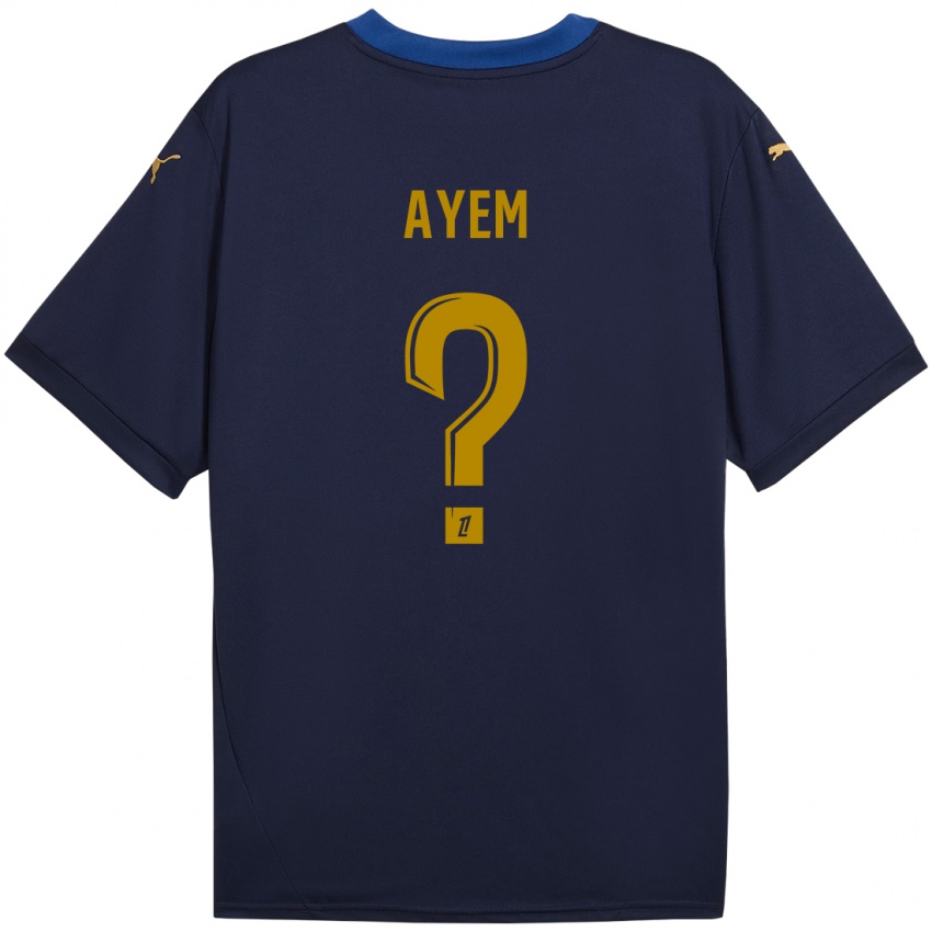 Kinderen Grégory Ayem #0 Marineblauw Goud Uitshirt Uittenue 2024/25 T-Shirt