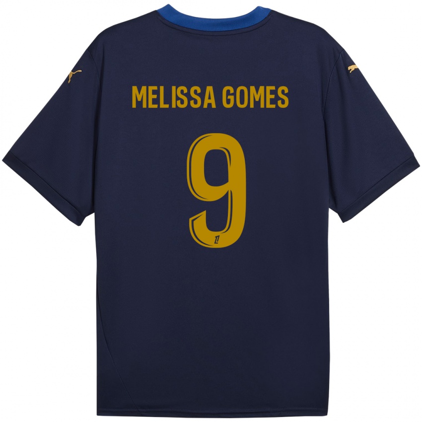 Kinderen Melissa Ferreira Gomes #9 Marineblauw Goud Uitshirt Uittenue 2024/25 T-Shirt