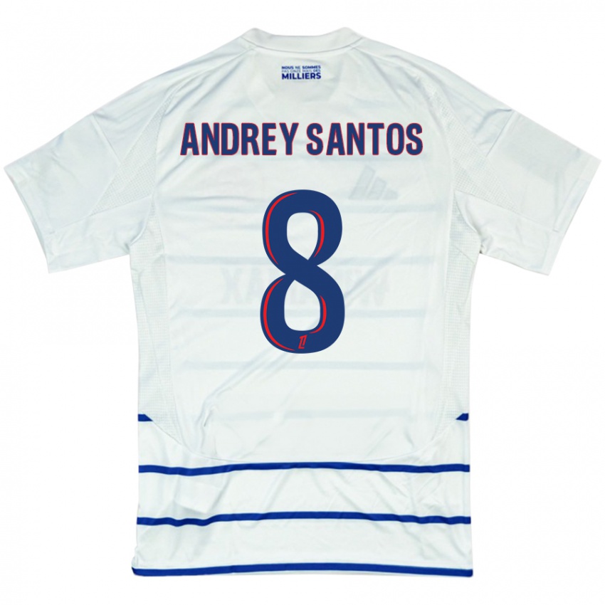 Kinderen Andrey Santos #8 Wit Blauw Uitshirt Uittenue 2024/25 T-Shirt