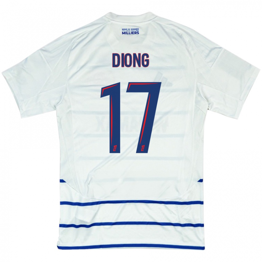 Kinderen Pape Diong #17 Wit Blauw Uitshirt Uittenue 2024/25 T-Shirt