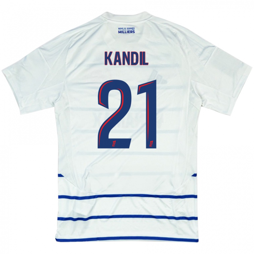 Kinderen Nordine Kandil #21 Wit Blauw Uitshirt Uittenue 2024/25 T-Shirt