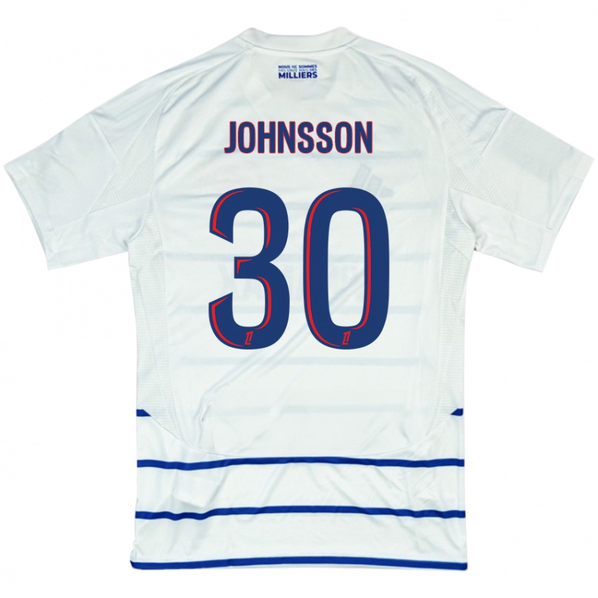 Kinderen Karl-Johan Johnsson #30 Wit Blauw Uitshirt Uittenue 2024/25 T-Shirt