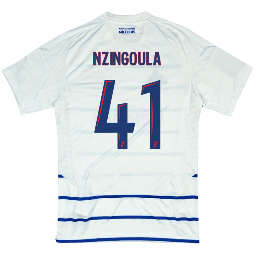 Kinderen Rabby Nzingoula #41 Wit Blauw Uitshirt Uittenue 2024/25 T-Shirt