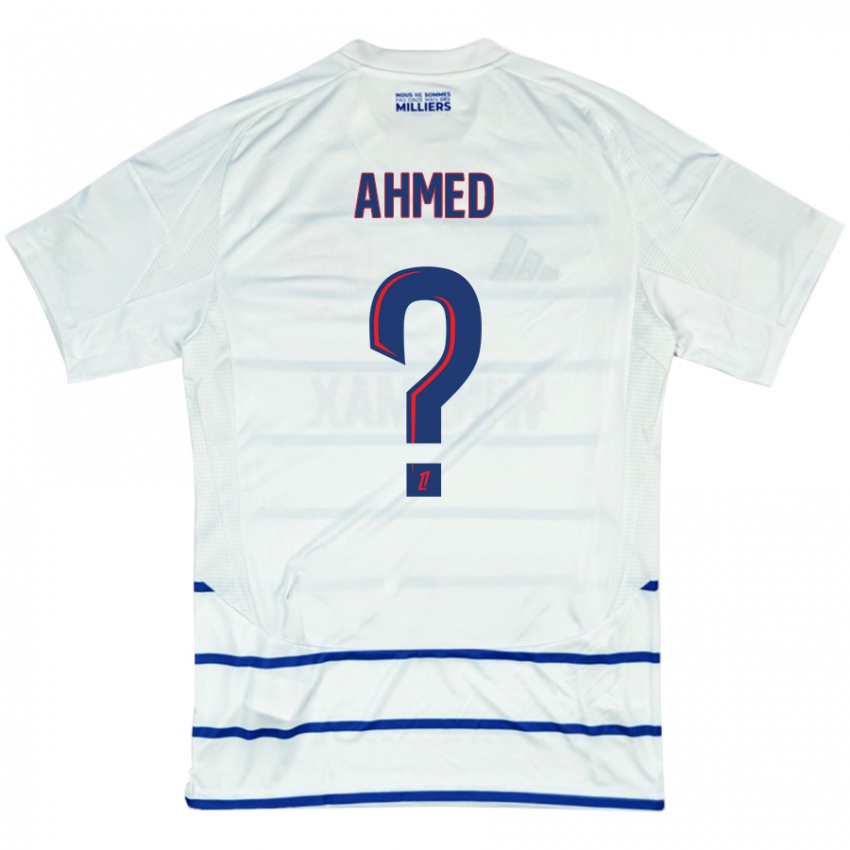 Kinderen Aymeric Ahmed #0 Wit Blauw Uitshirt Uittenue 2024/25 T-Shirt