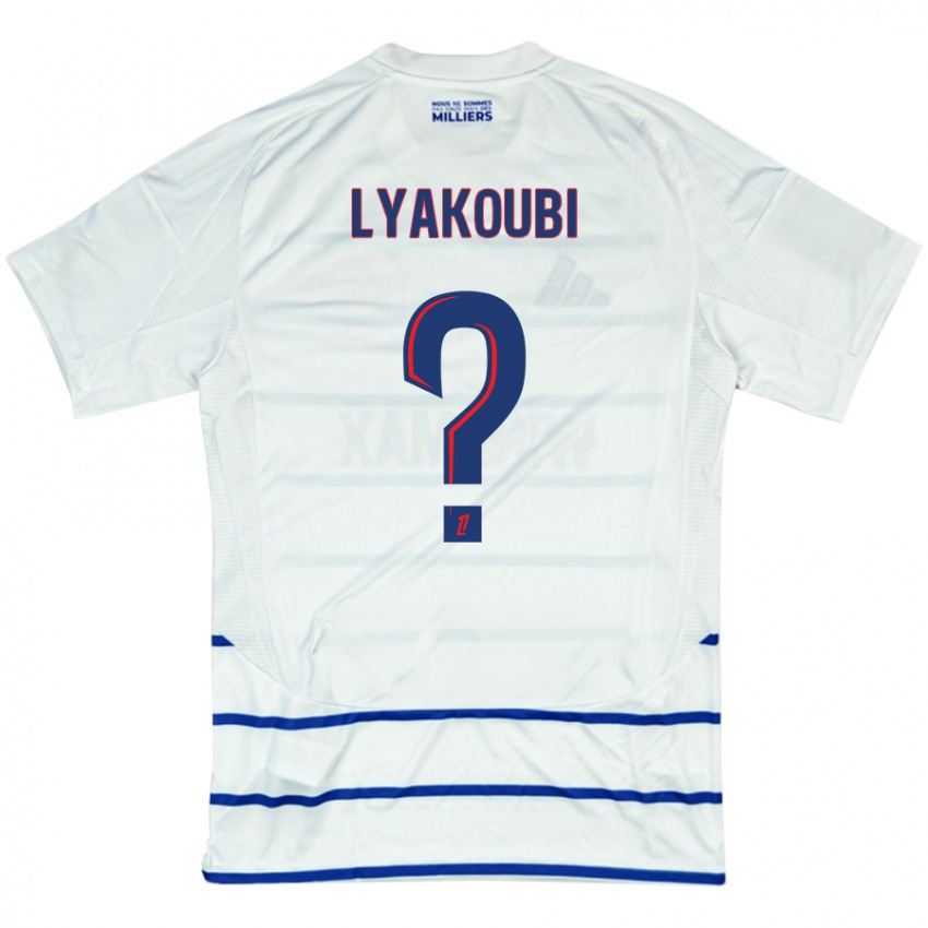 Kinderen Oussama Lyakoubi #0 Wit Blauw Uitshirt Uittenue 2024/25 T-Shirt