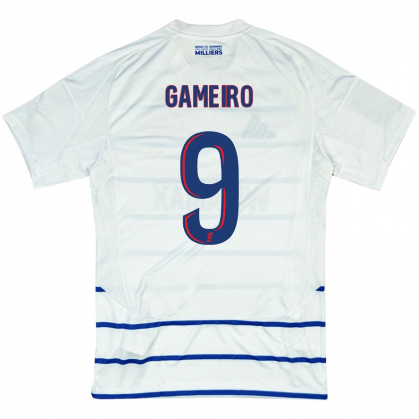 Kinderen Kévin Gameiro #9 Wit Blauw Uitshirt Uittenue 2024/25 T-Shirt