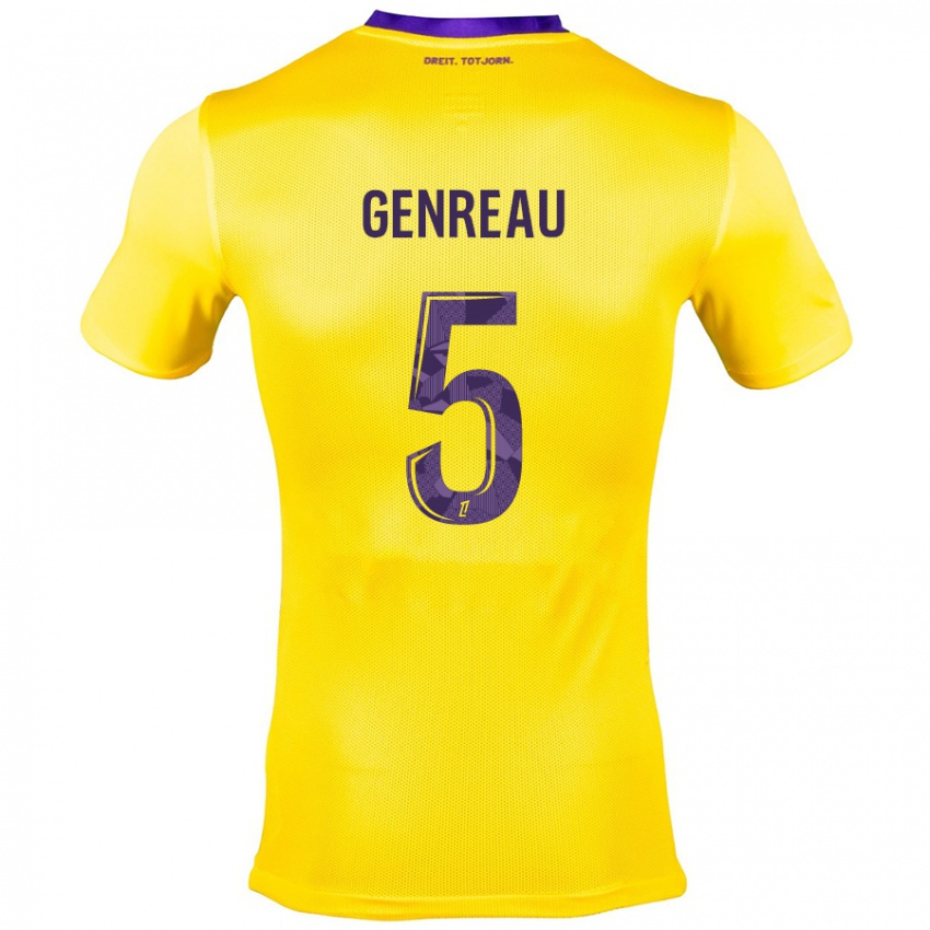 Kinderen Denis Genreau #5 Geel Paars Uitshirt Uittenue 2024/25 T-Shirt