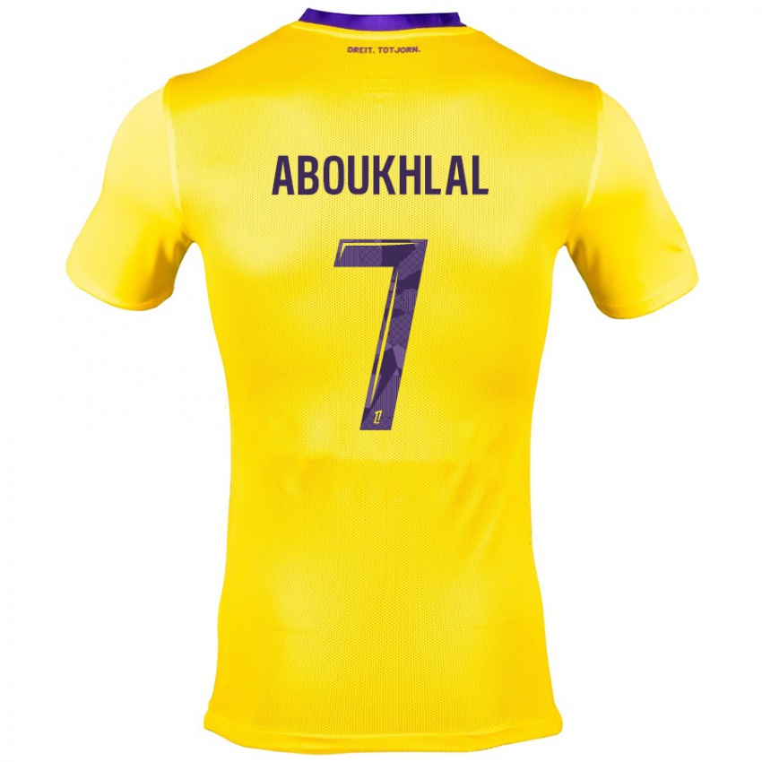 Kinderen Zakaria Aboukhlal #7 Geel Paars Uitshirt Uittenue 2024/25 T-Shirt