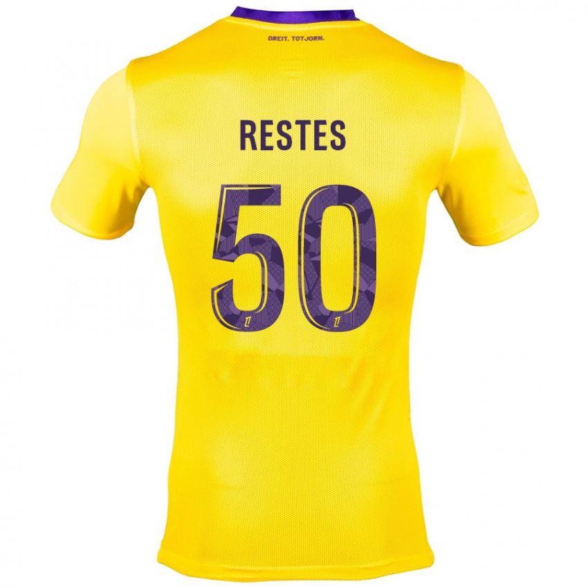 Kinderen Guillaume Restes #50 Geel Paars Uitshirt Uittenue 2024/25 T-Shirt