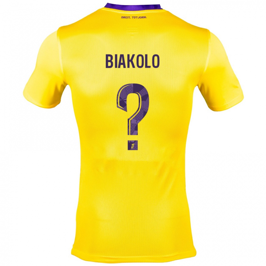 Kinderen Tony Biakolo #0 Geel Paars Uitshirt Uittenue 2024/25 T-Shirt