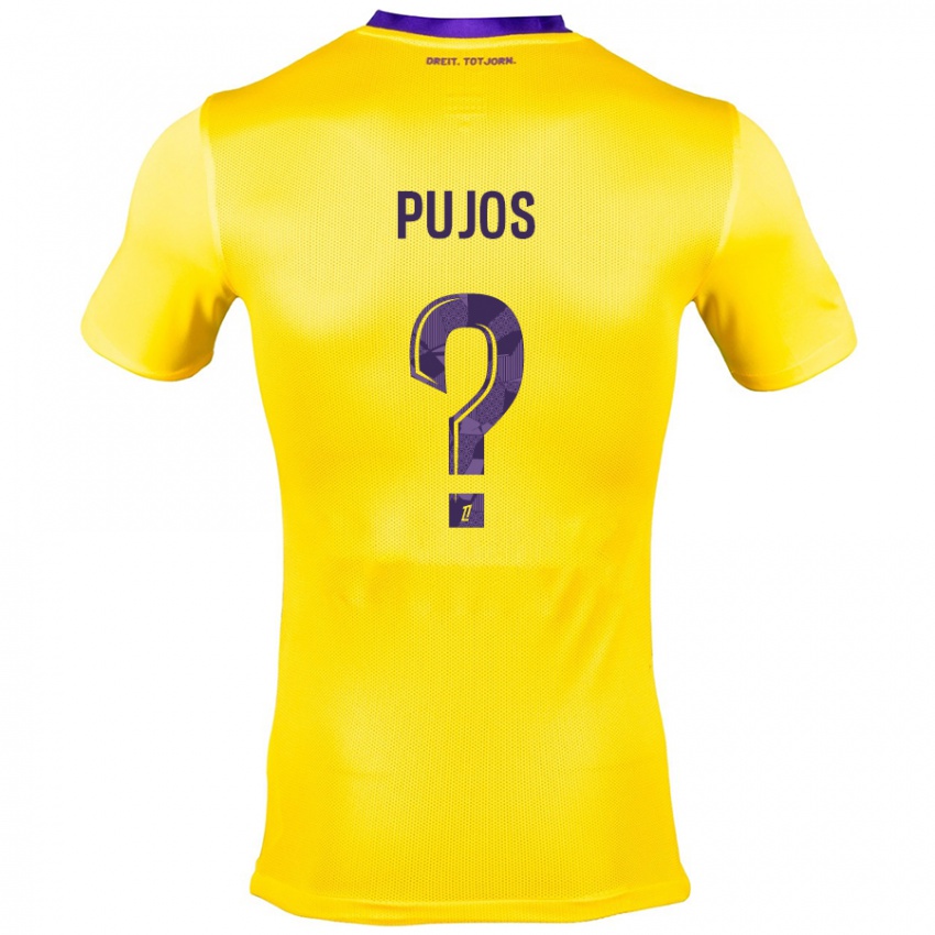 Kinderen Clément Pujos #0 Geel Paars Uitshirt Uittenue 2024/25 T-Shirt