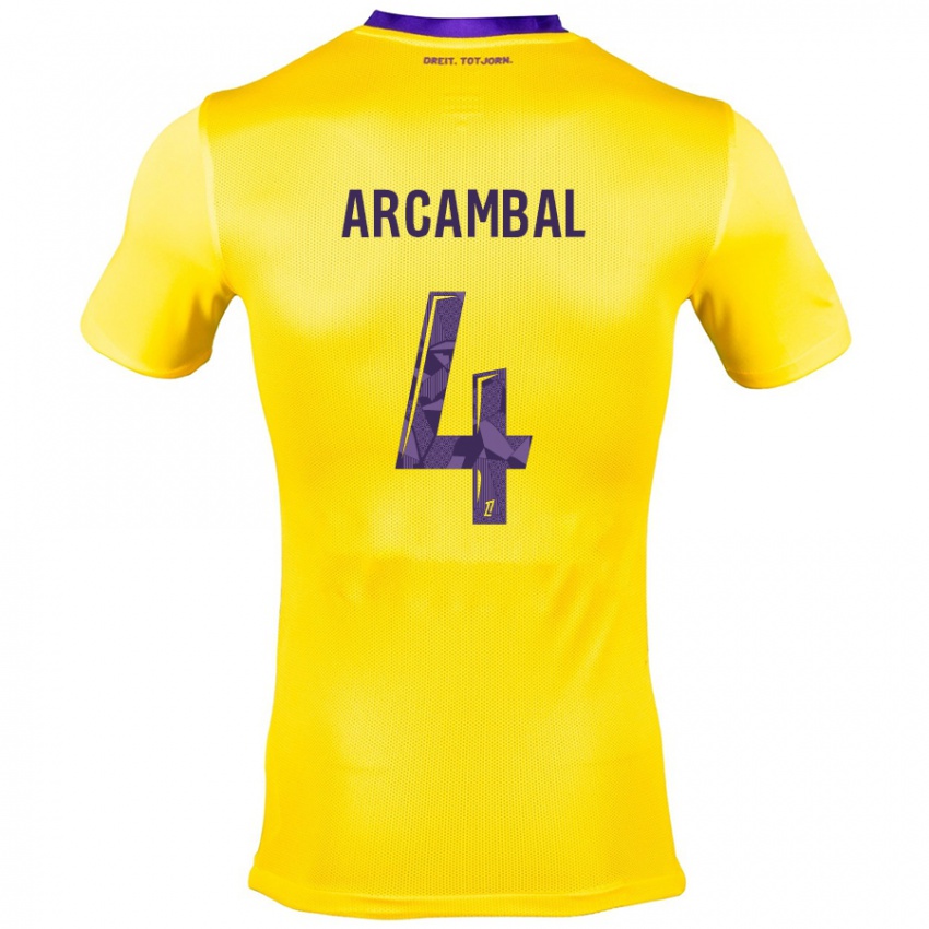 Kinderen Anais Arcambal #4 Geel Paars Uitshirt Uittenue 2024/25 T-Shirt