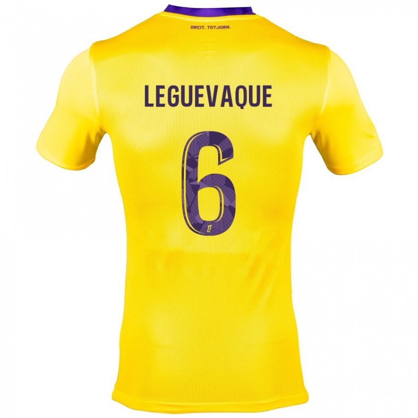 Kinderen Laurie Leguevaque #6 Geel Paars Uitshirt Uittenue 2024/25 T-Shirt