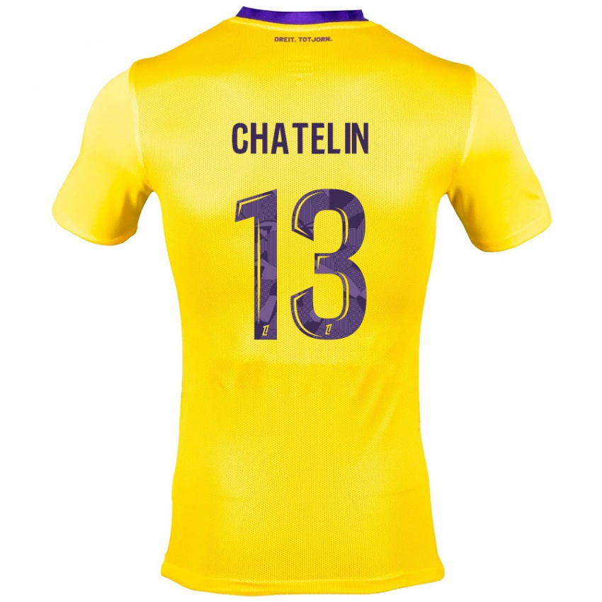 Kinderen Delphin Chatelin #13 Geel Paars Uitshirt Uittenue 2024/25 T-Shirt