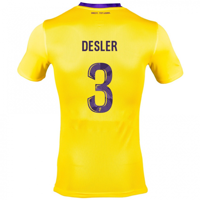 Kinderen Mikkel Desler #3 Geel Paars Uitshirt Uittenue 2024/25 T-Shirt