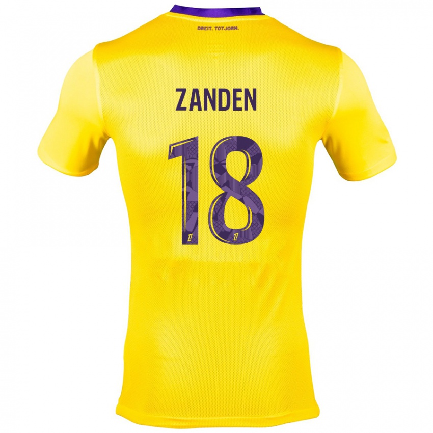 Kinderen Oliver Zandén #18 Geel Paars Uitshirt Uittenue 2024/25 T-Shirt