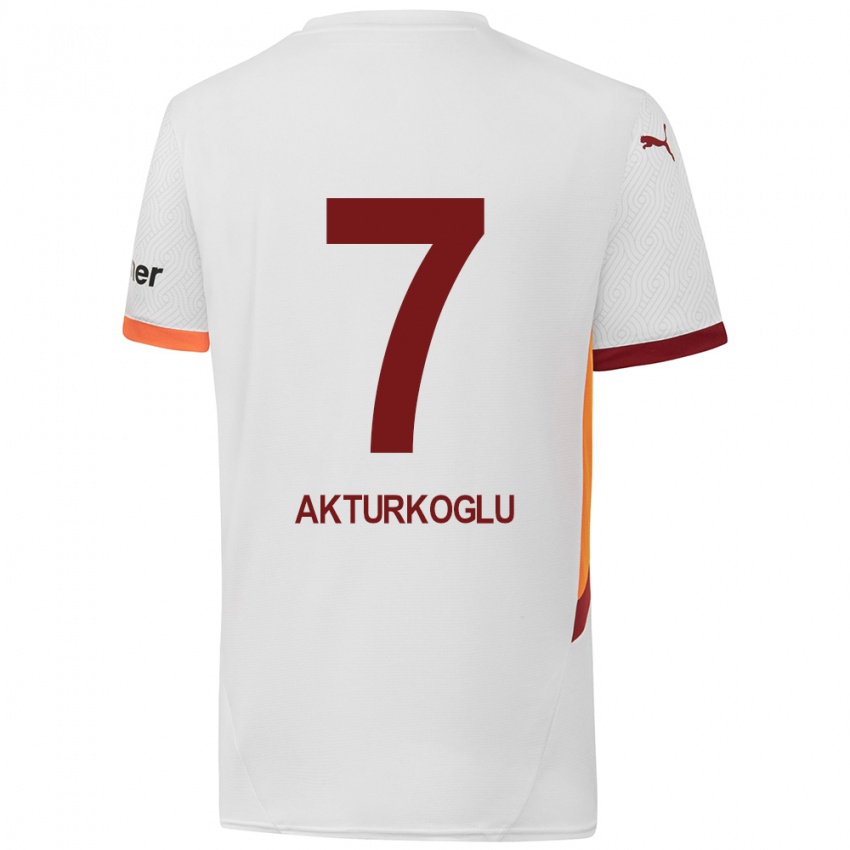 Kinderen Kerem Aktürkoğlu #7 Wit Geel Rood Uitshirt Uittenue 2024/25 T-Shirt