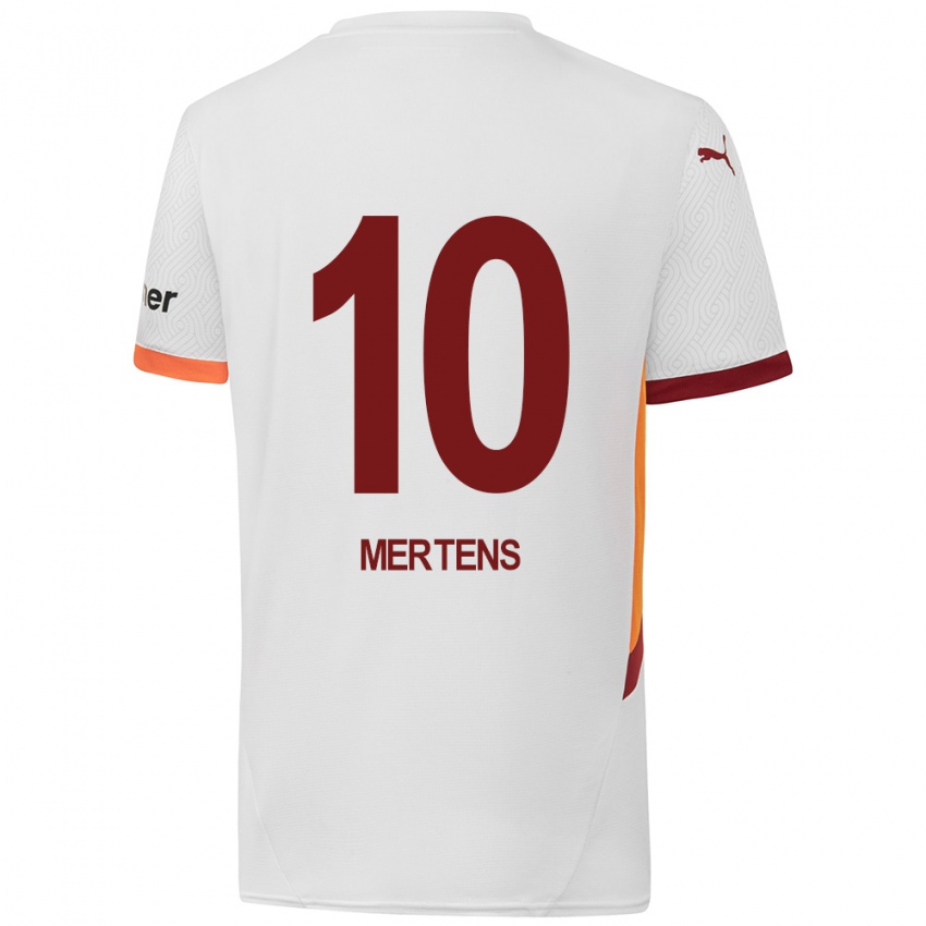 Kinderen Dries Mertens #10 Wit Geel Rood Uitshirt Uittenue 2024/25 T-Shirt