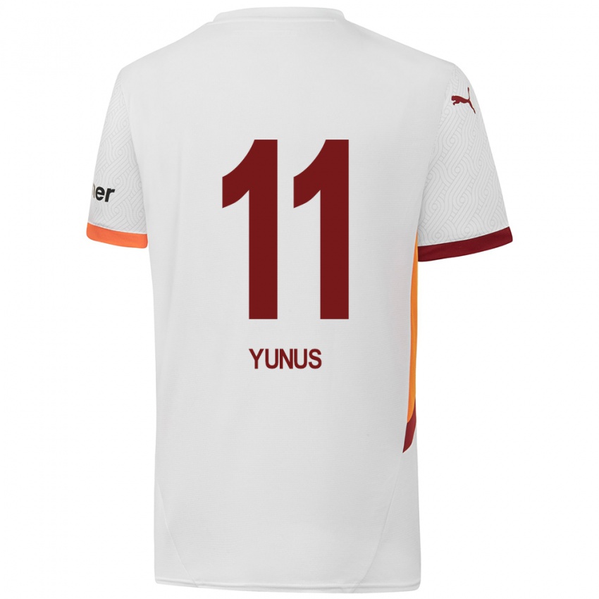 Kinderen Yunus Akgün #11 Wit Geel Rood Uitshirt Uittenue 2024/25 T-Shirt