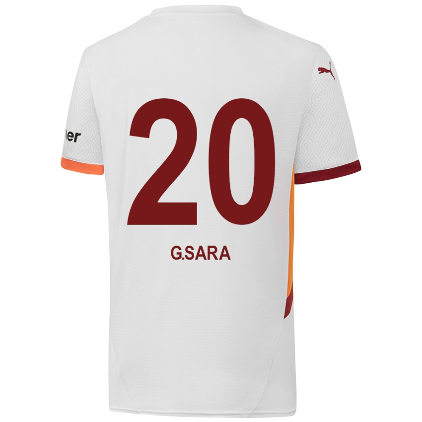 Kinderen Gabriel Sara #20 Wit Geel Rood Uitshirt Uittenue 2024/25 T-Shirt