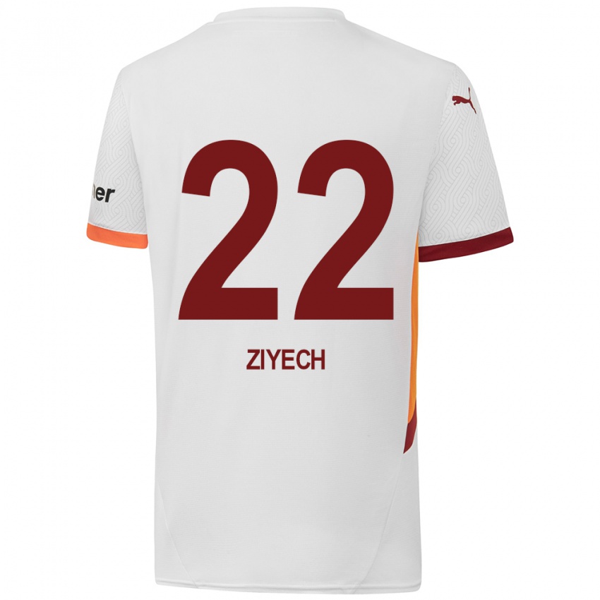 Kinderen Hakim Ziyech #22 Wit Geel Rood Uitshirt Uittenue 2024/25 T-Shirt