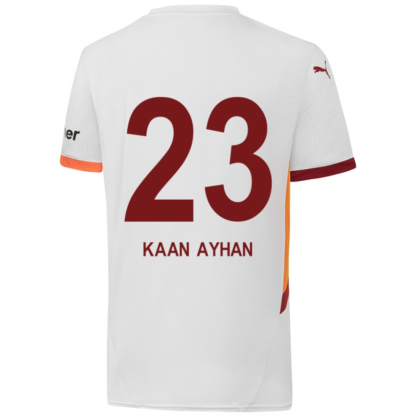 Kinderen Kaan Ayhan #23 Wit Geel Rood Uitshirt Uittenue 2024/25 T-Shirt