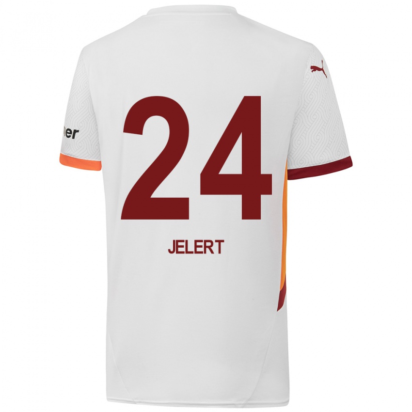 Kinderen Elias Jelert #24 Wit Geel Rood Uitshirt Uittenue 2024/25 T-Shirt