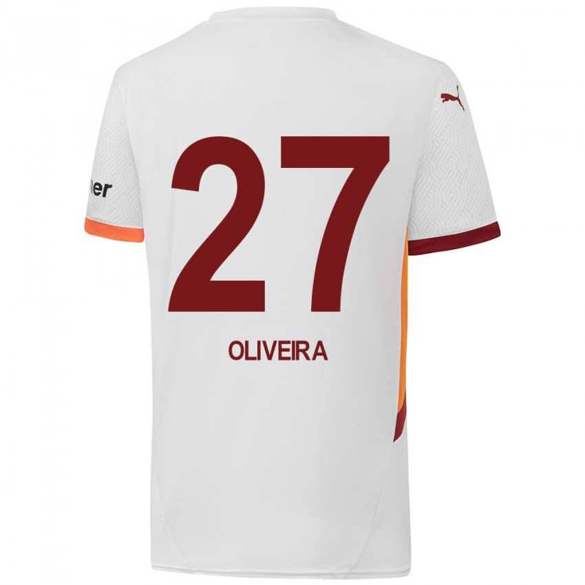 Kinderen Sergio Oliveira #27 Wit Geel Rood Uitshirt Uittenue 2024/25 T-Shirt