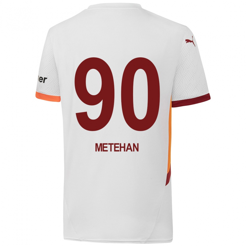 Kinderen Metehan Baltacı #90 Wit Geel Rood Uitshirt Uittenue 2024/25 T-Shirt