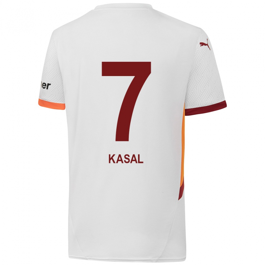 Kinderen Yasin Kasal #7 Wit Geel Rood Uitshirt Uittenue 2024/25 T-Shirt