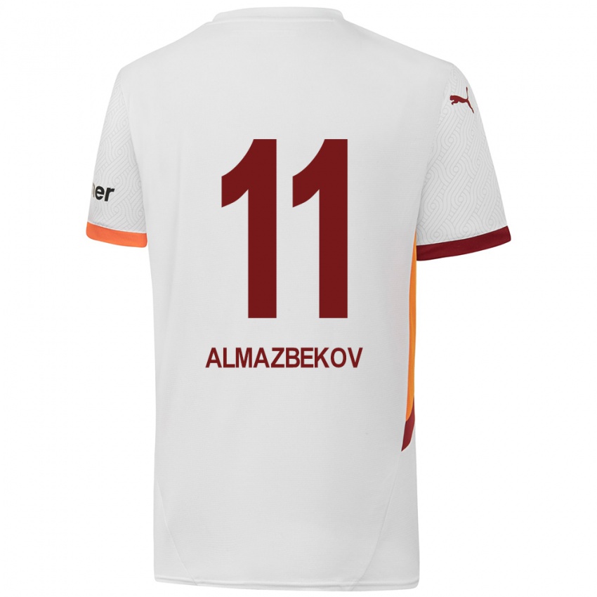 Kinderen Beknaz Almazbekov #11 Wit Geel Rood Uitshirt Uittenue 2024/25 T-Shirt